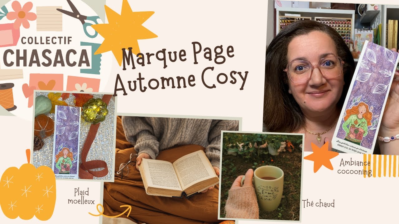 #tuto Joli Marque-Page à l’aquarelle - Automne Cosy - CHASACA@Chouflowers #scrapbooking #cosy