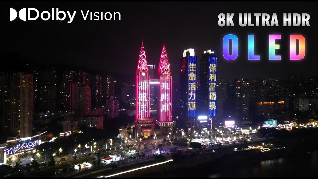 8K ULTRA HDR Dolby Vision Night City 🌃 | Stunning Neon Lights & Futuristic Cityscape (TV Test)