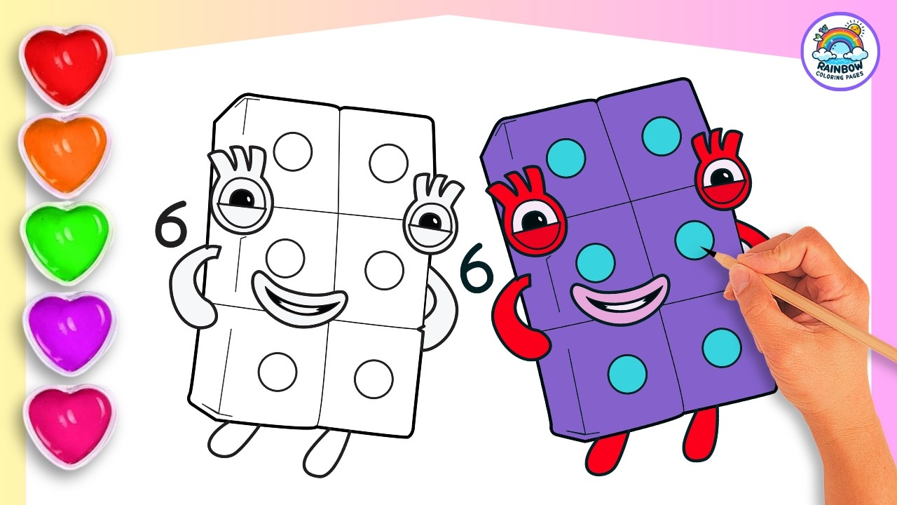 COLORING Numberblock 6🌈Coloring || How to Draw Numberblock 6 for Kids and Toddlers Today!