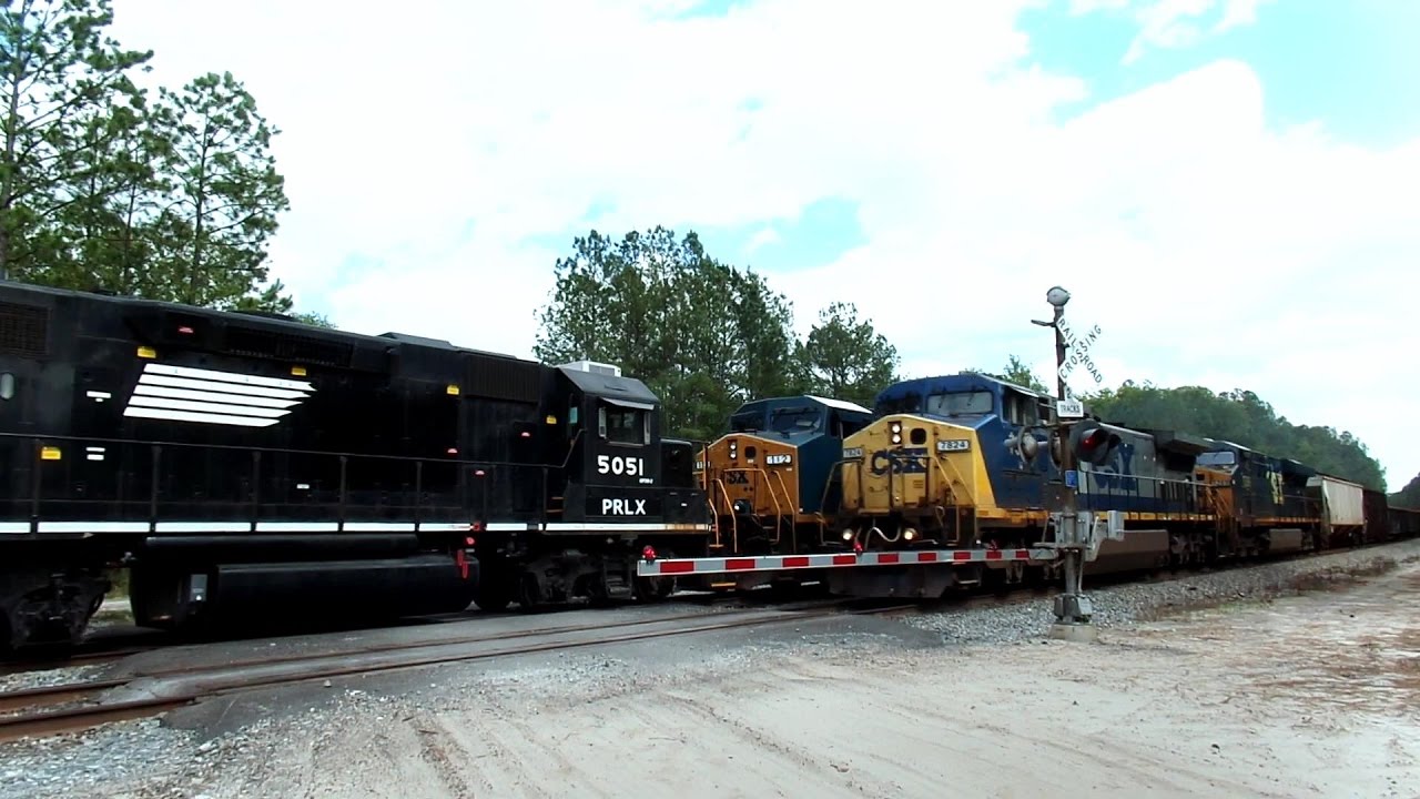 CSX Power Move Trains Pass Head On