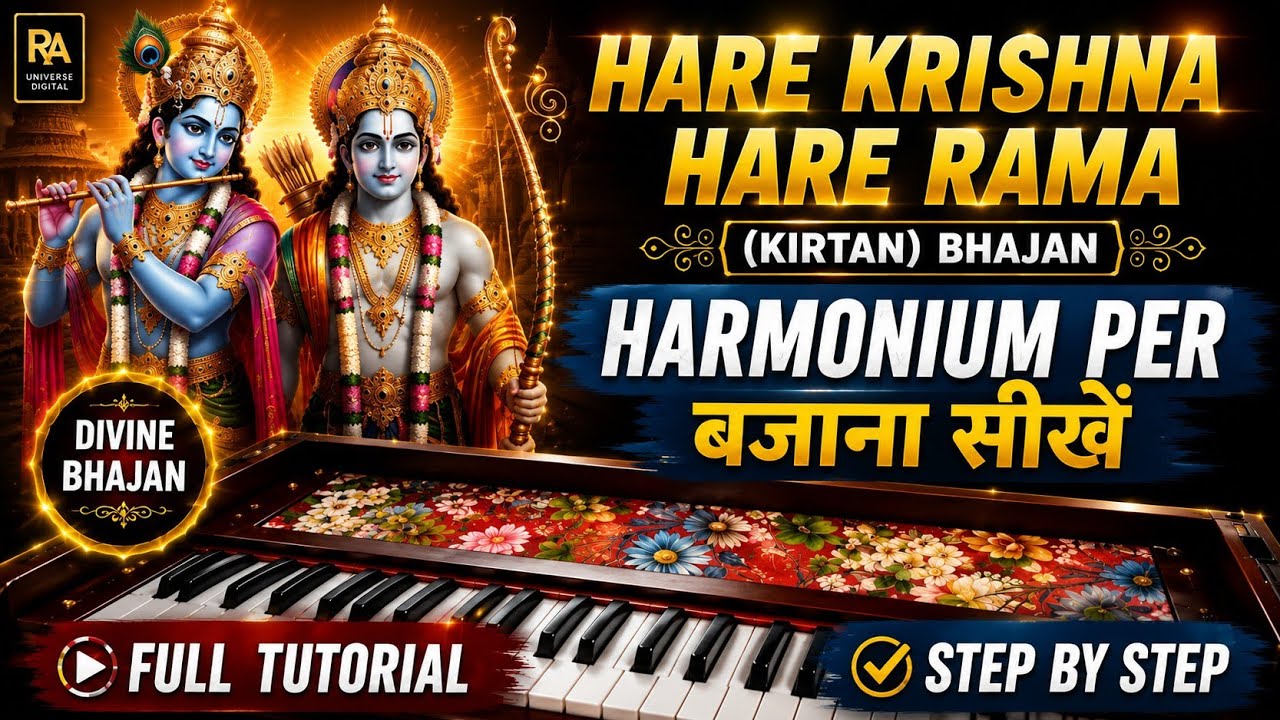 Hare Krishna Hare Rama (Kirtan) Bhajan | Harmonium per बजाना सीखे । Full Tutorial | Step by Step 