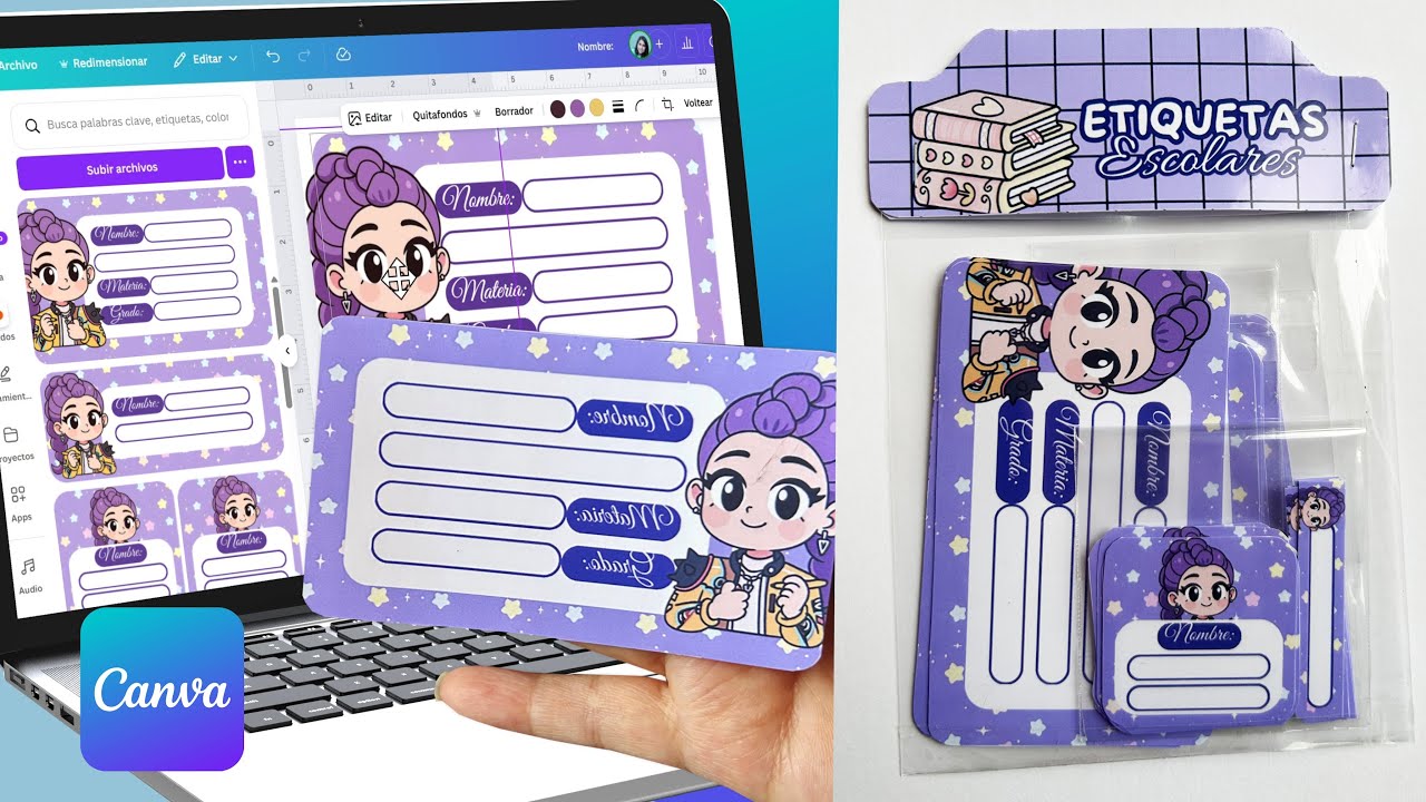Cómo hacer ETIQUETAS ESCOLARES en CANVA GRATUITO para tu emprendimiento esta temporada escolar