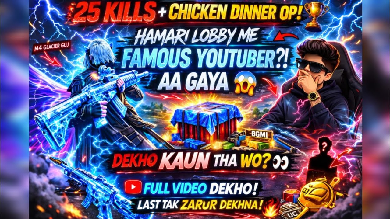 25 Kills + Chicken Dinner 😱 | Hamari Lobby Me Famous Youtuber Aa Gaya! 🔥 BGMI