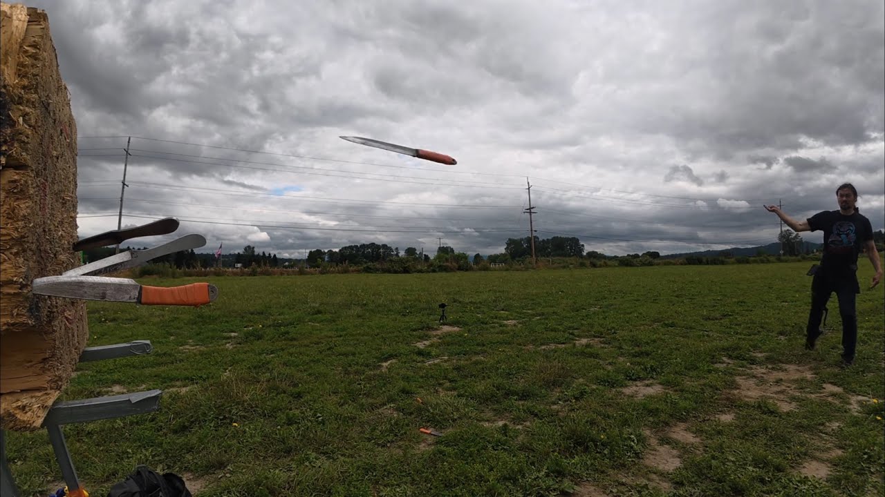 June Knife throwing practice session compilation