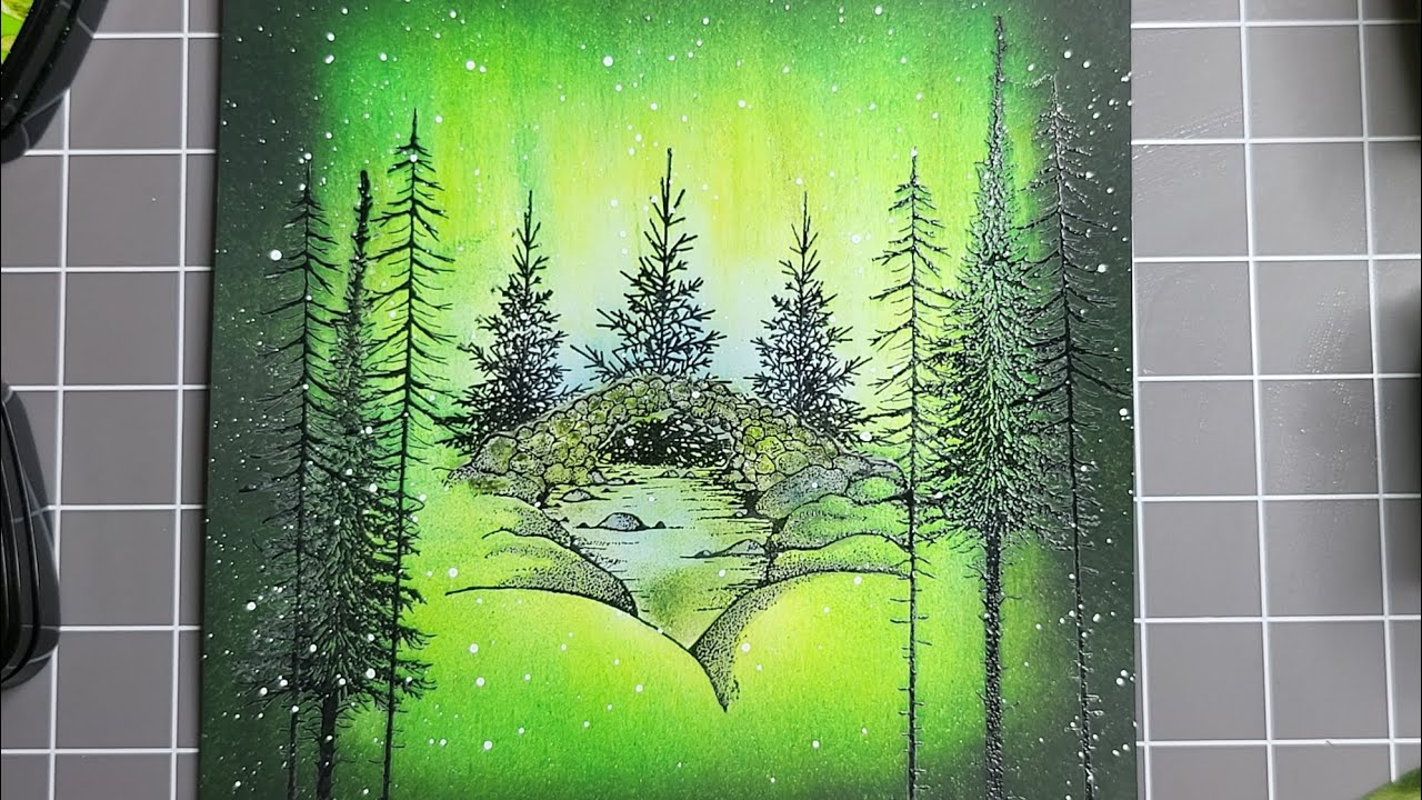 Lavinia Stamps northern lights sponge painting #26