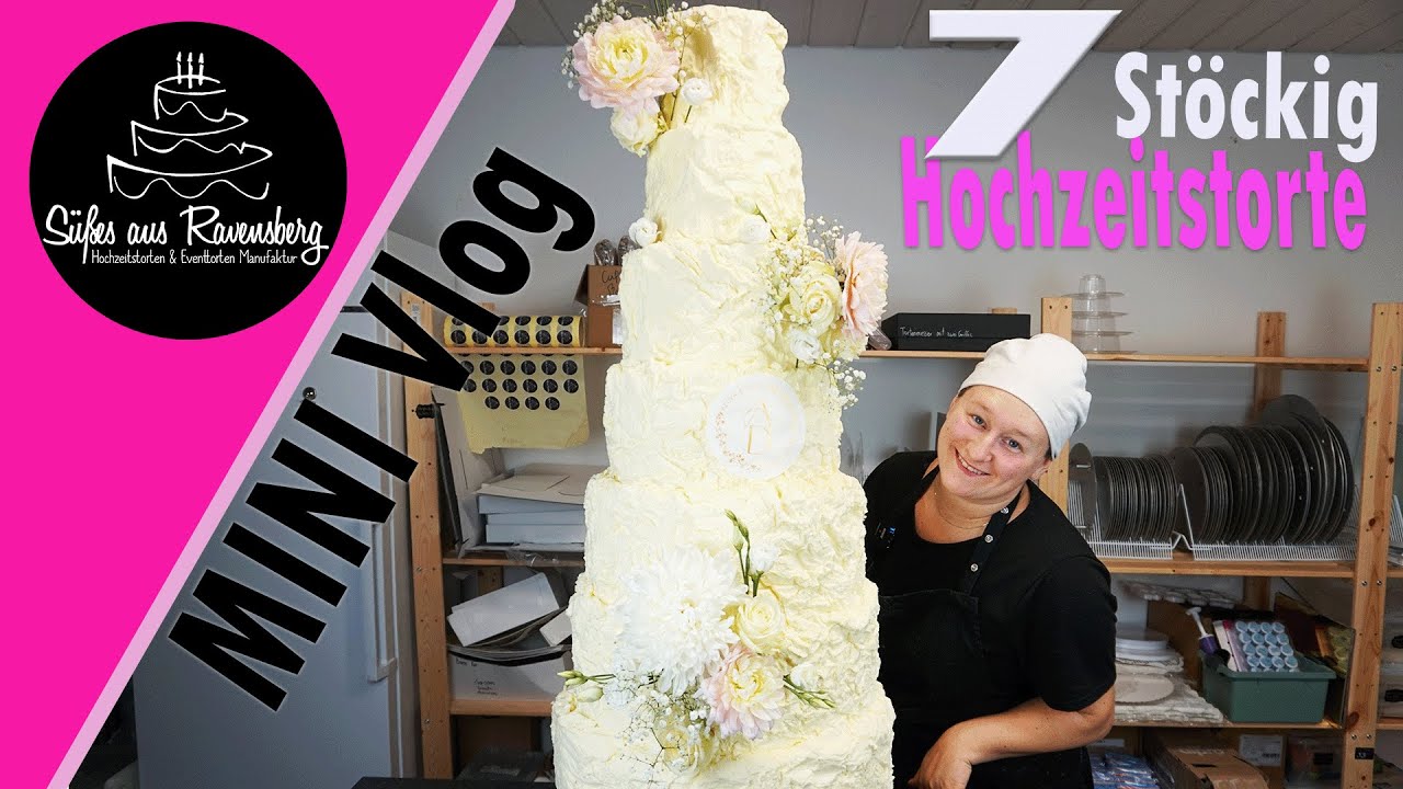 Sieben Stöckige XL Hochzeitstorte 😍 mini Vlog mit einem Hauch Cremeeinstrich- Tutorial ✔