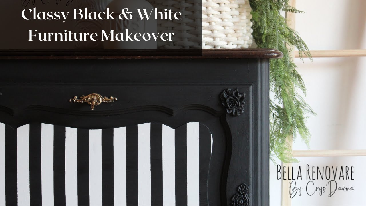 Black & White Furniture Makeover Using Dixie Belle Paint | Painting The Perfect Stripes