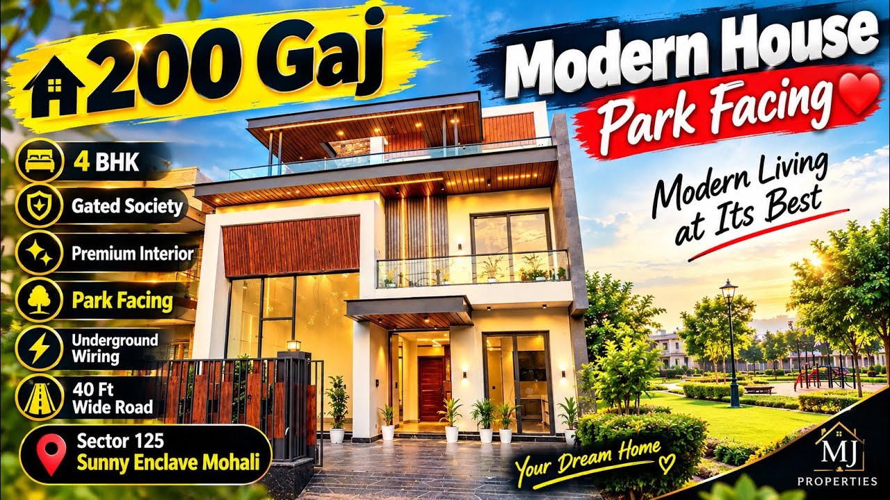 🏡 200 Gaj Modern Park-Facing House | 6BHK | Sector 125 Sunny Enclave Mohali | Ful Video | Home Tour 