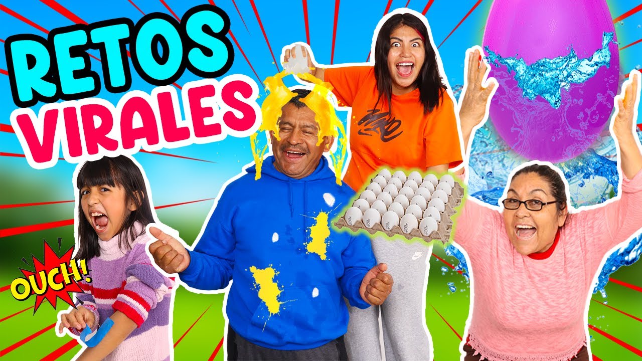 ⏱ RETOS EN FAMILIA 🤣 ¡CORRE DEL HUEVO!🥚 GLOBO GIGANTE DE AGUA 💦 TORTILLA CHALLENGE Y ➕| Conny Merlin