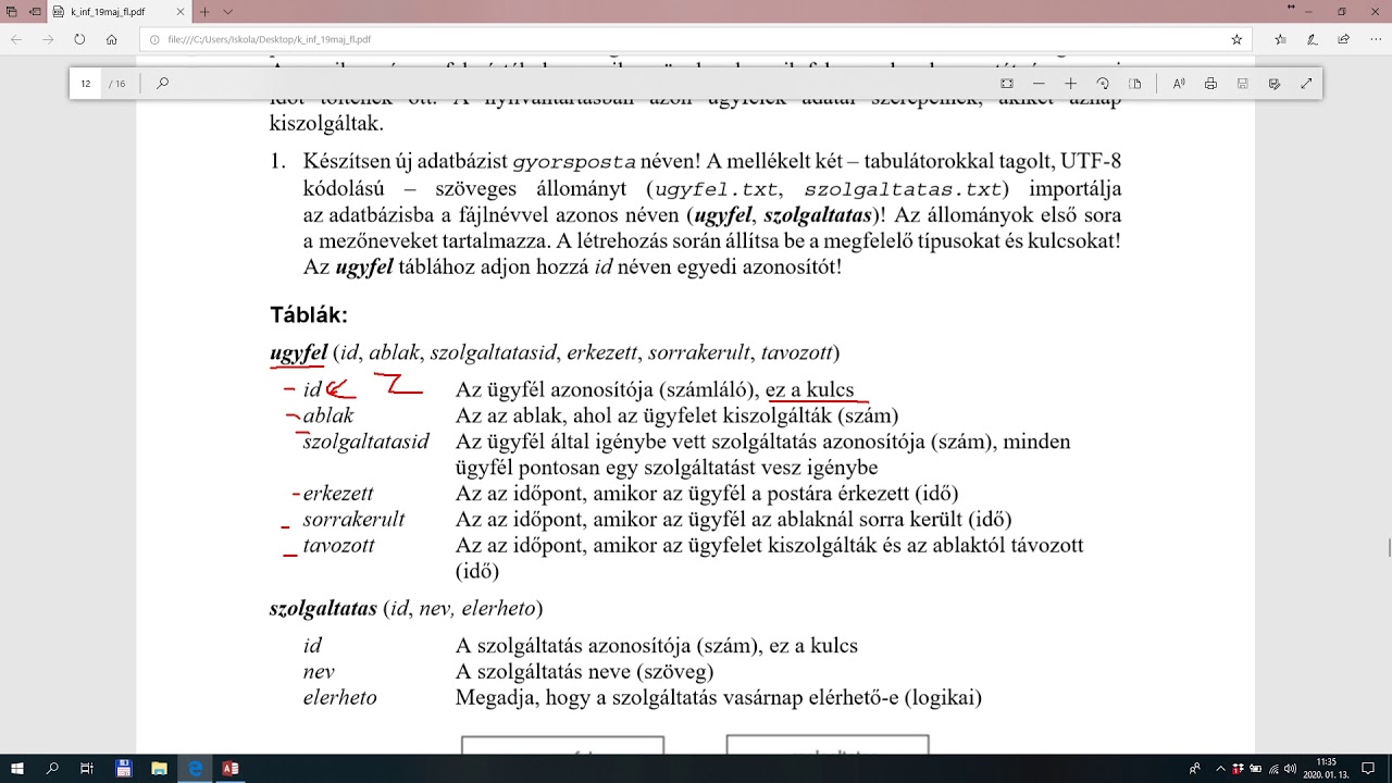 Informatika érettségi középszint - 2019. május 16. Gyorsposta - ACCESS