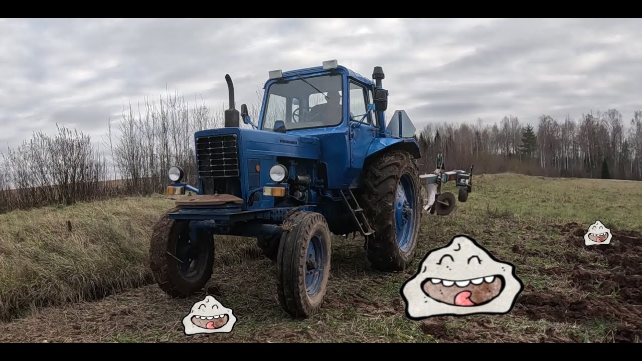MTZ 80 plow and many stones