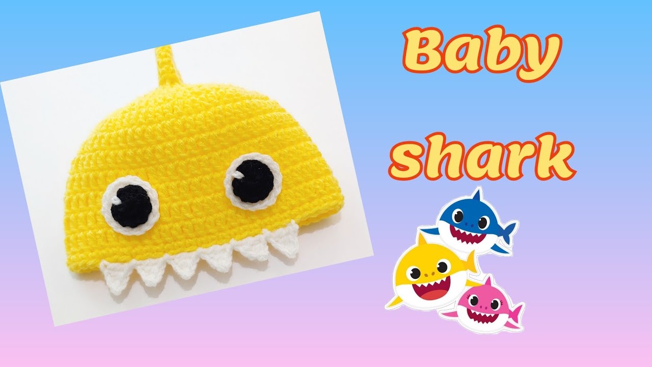 Crochet baby hat , step by step tutorial.   baby shark  / baby hat