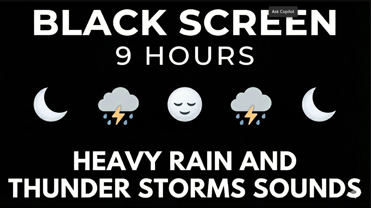 CAN’T SLEEP? Heavy Rain & Thunder Sounds for Deep Sleep 🌙 | Black Screen | LIVE 24/7