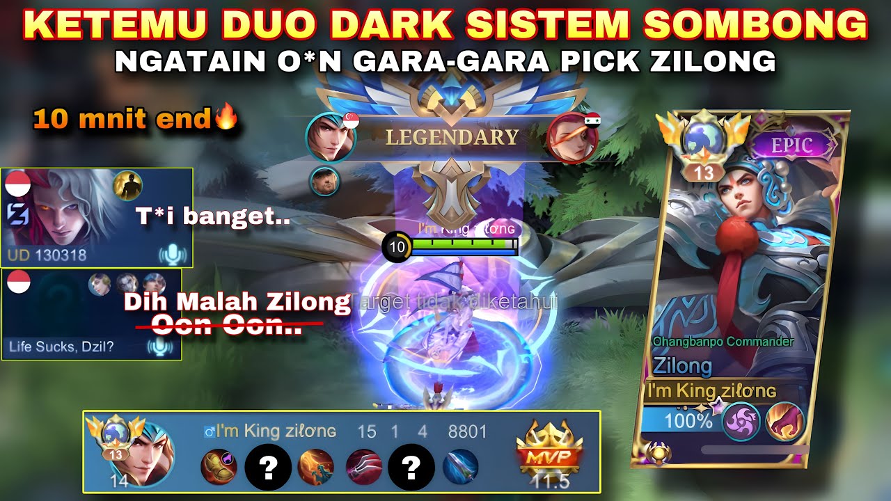 KETEMU DUO DARK SYSTEM SOMBONG, Ngatain o*n gara-gara pick zilong, ending nya di luar nalar | MLBB