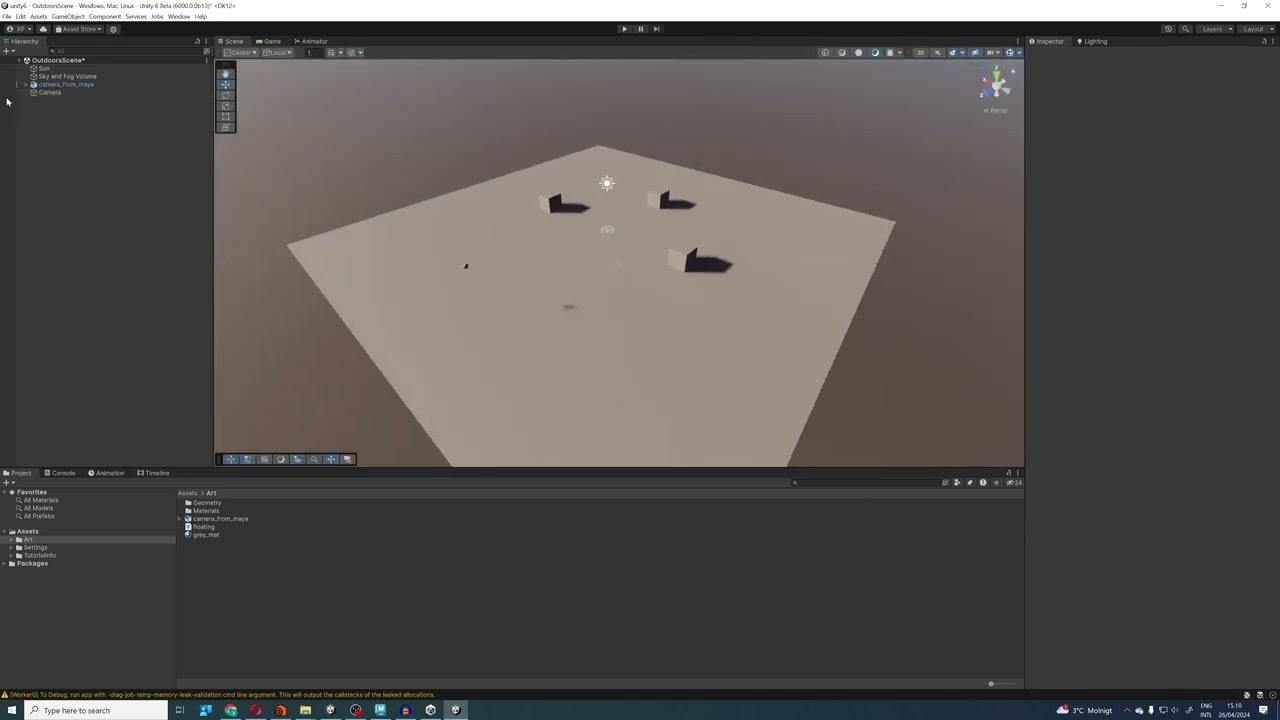 Экспортируйте анимацию камеры Maya в Unity в формате fbx