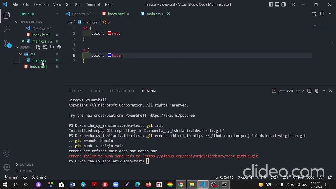 proyektni Githubga joylash