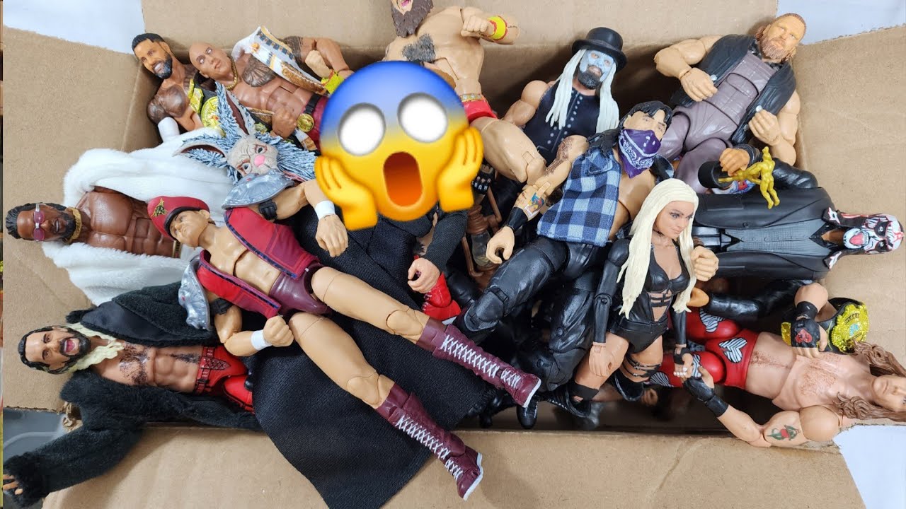 БОЛЬШАЯ КОРОБКА, ПОЛНАЯ ФИГУРОК WWE, СОЗДАННЫХ НА ЗАКАЗ