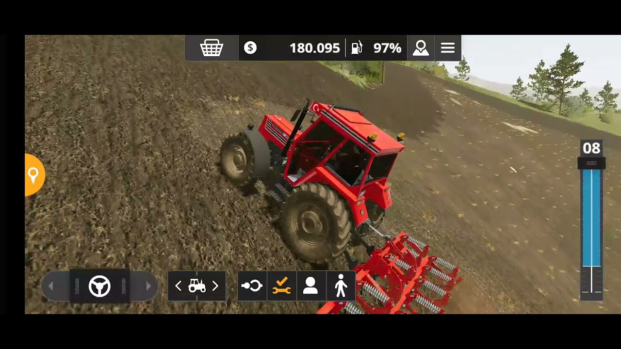 FS 20 mod Tümosan 8095 ile eğimli arazide kazayağı sürümü 