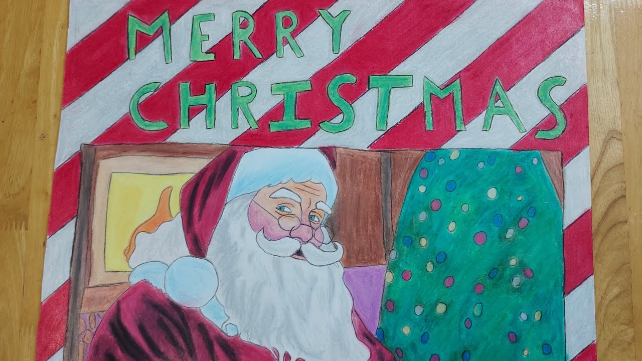 🎄 Merry Christmas Drawing | Santa Claus Christmas Card Drawing Step by Step