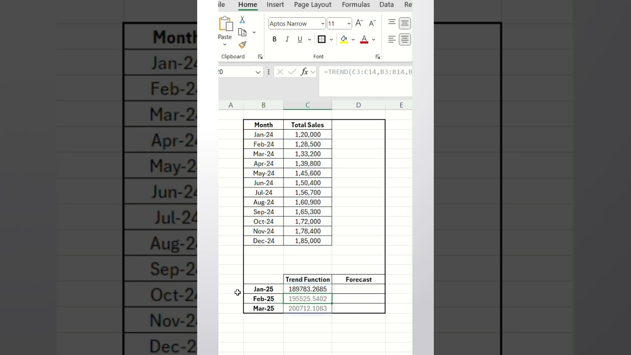 📈2 Ways to Forecast Sales in Excel | TREND & FORECAST Function  #excel #exceltips #finance #forecast