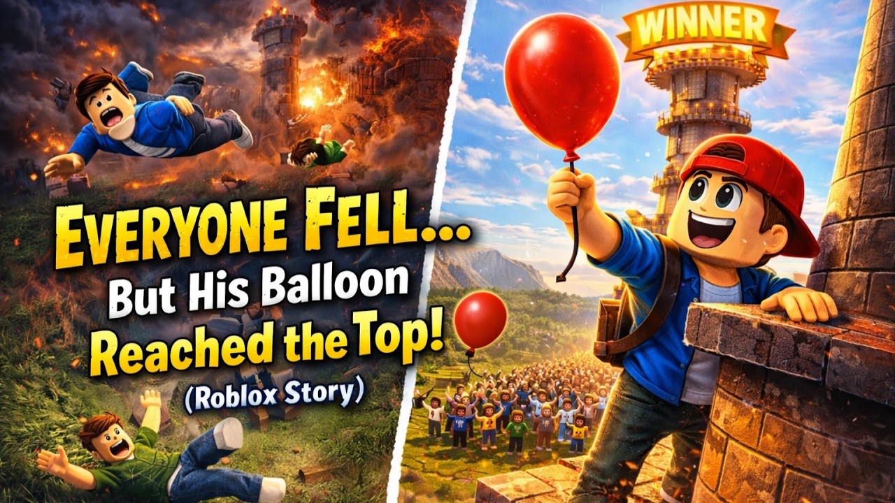 Everyone Fell… But His Balloon Reached the Top! 🎈 (Roblox Story)