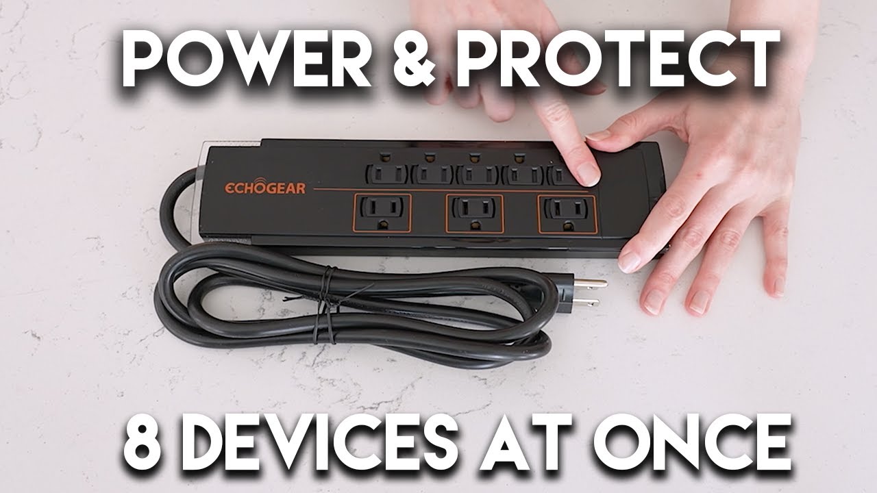 Power and Protect Your Devices | ECHOGEAR 8 Outlet Surge Protector Power Strip