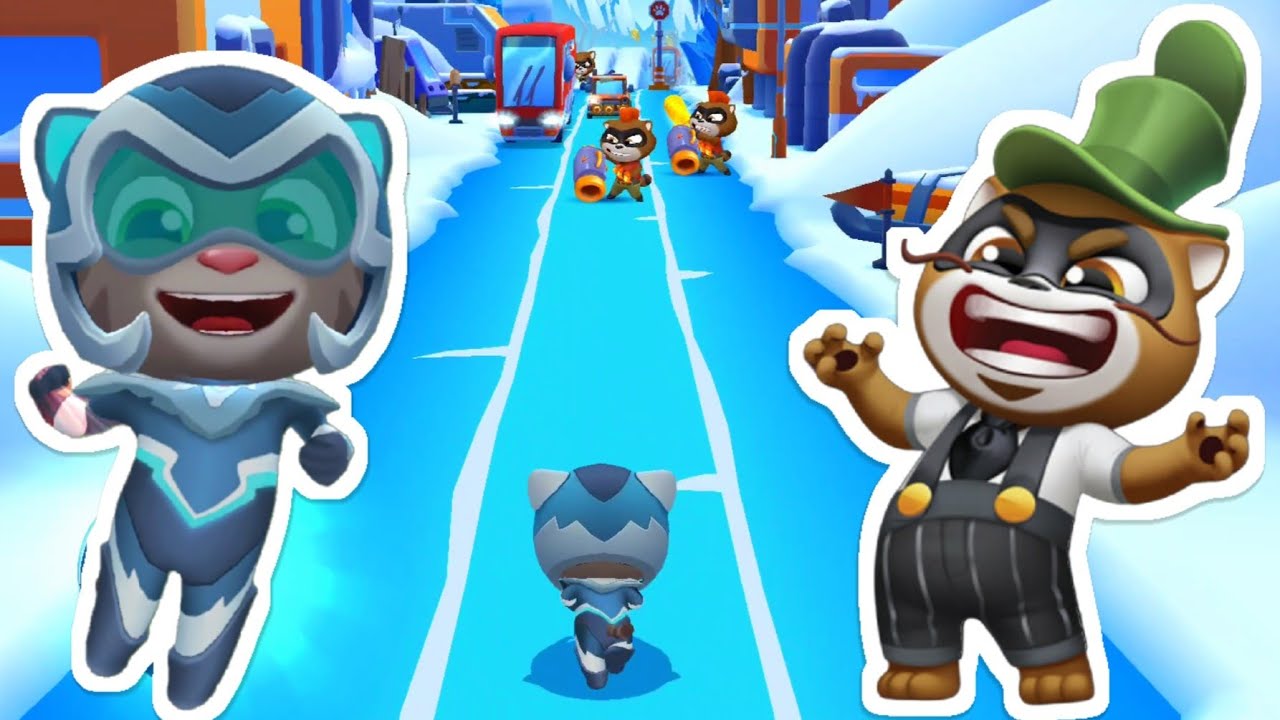 Ice Bolt Tom vs All Raccoon Boss in Every Superworld! My Talking Tom Hero Dash Gameplay #talkingtom