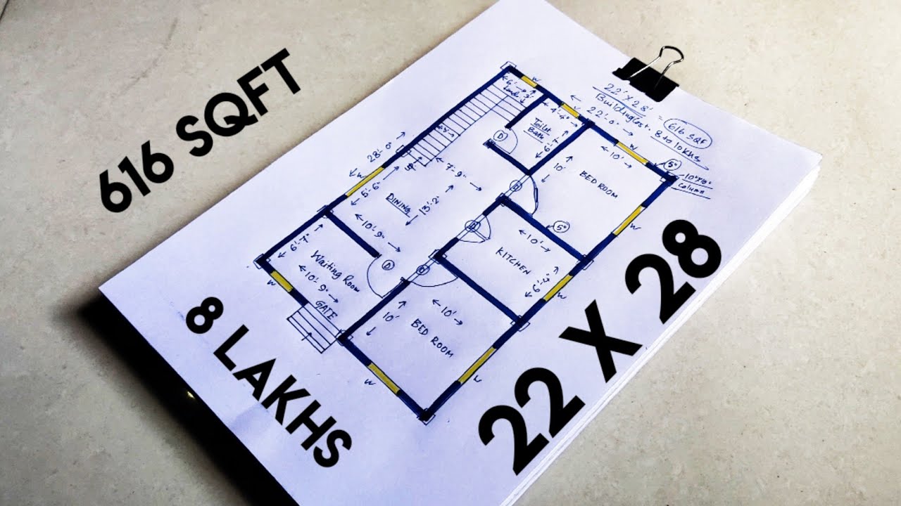 22 x 28 HOUSE PLAN II 22 X 28  GHAR KA NAKSHA II 22 X 28 HOUSE DESIGN
