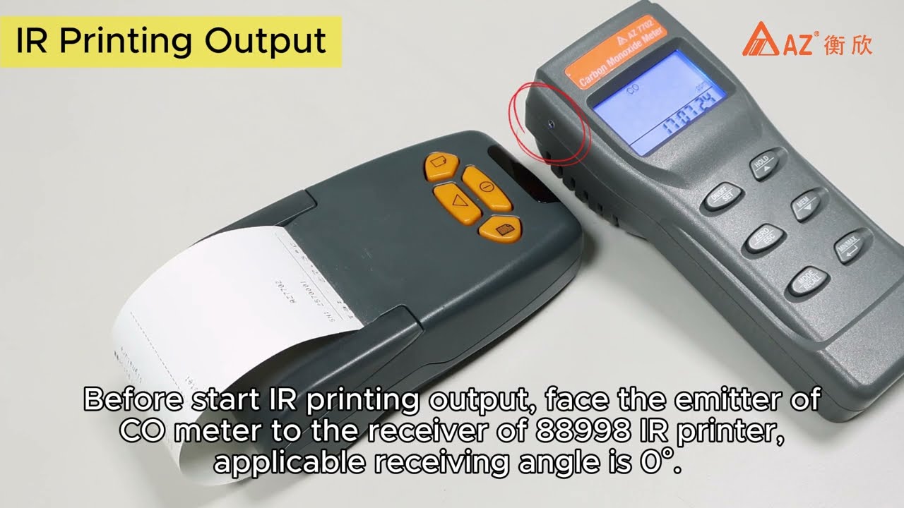 AZ model 7702 High Accuracy CO Meter w/IR Output operation video-English