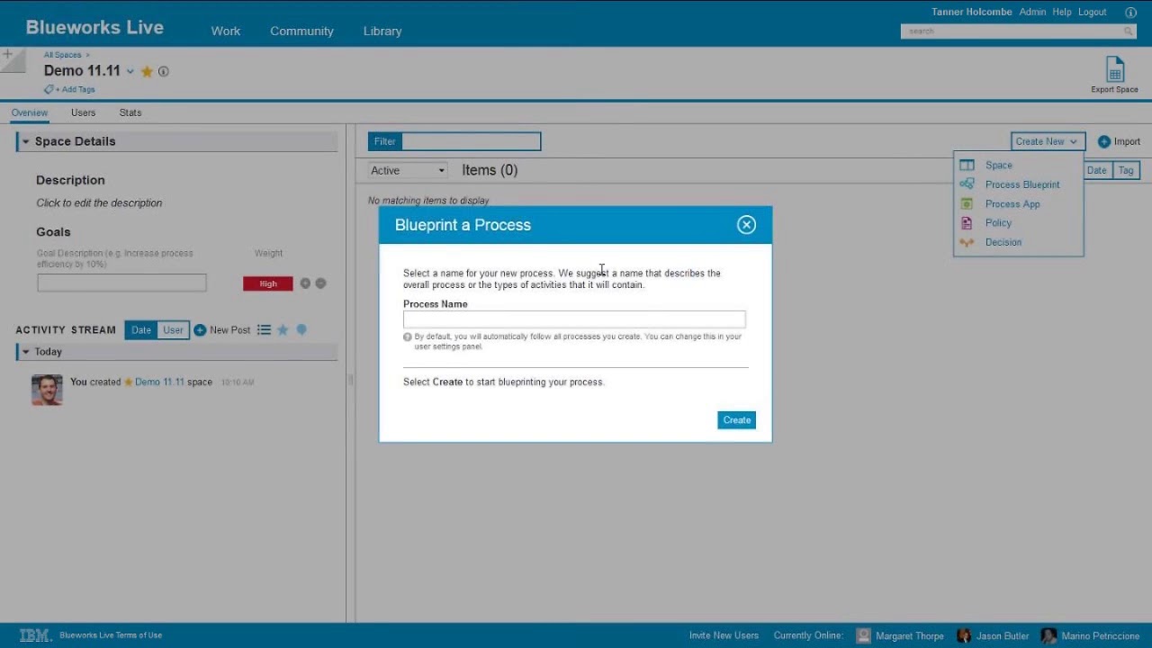 Начало работы с IBM Blueworks Live: введение