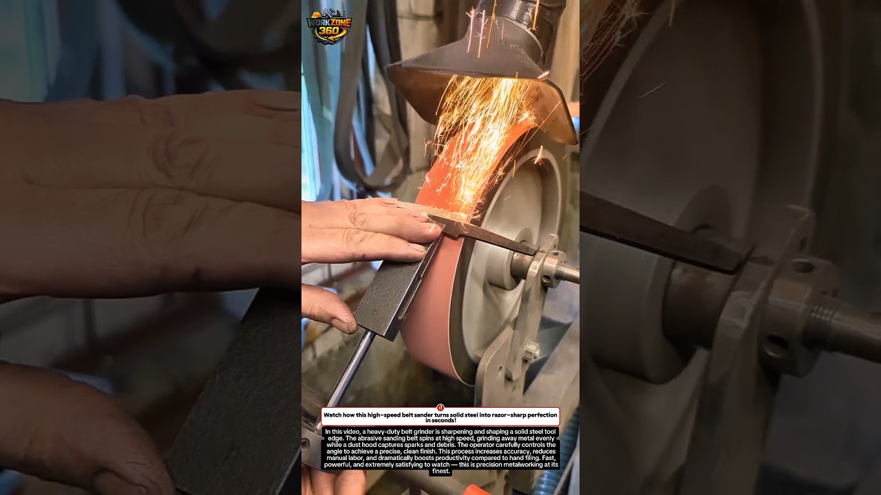 INSANE Metal Grinding Sparks! This Belt Sander Is UNSTOPPABLE 🔥 #metal #tools #shorts