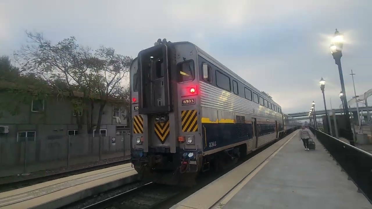 Amtrak Gold Runner departing Stockton CA heading west 12/13/2025