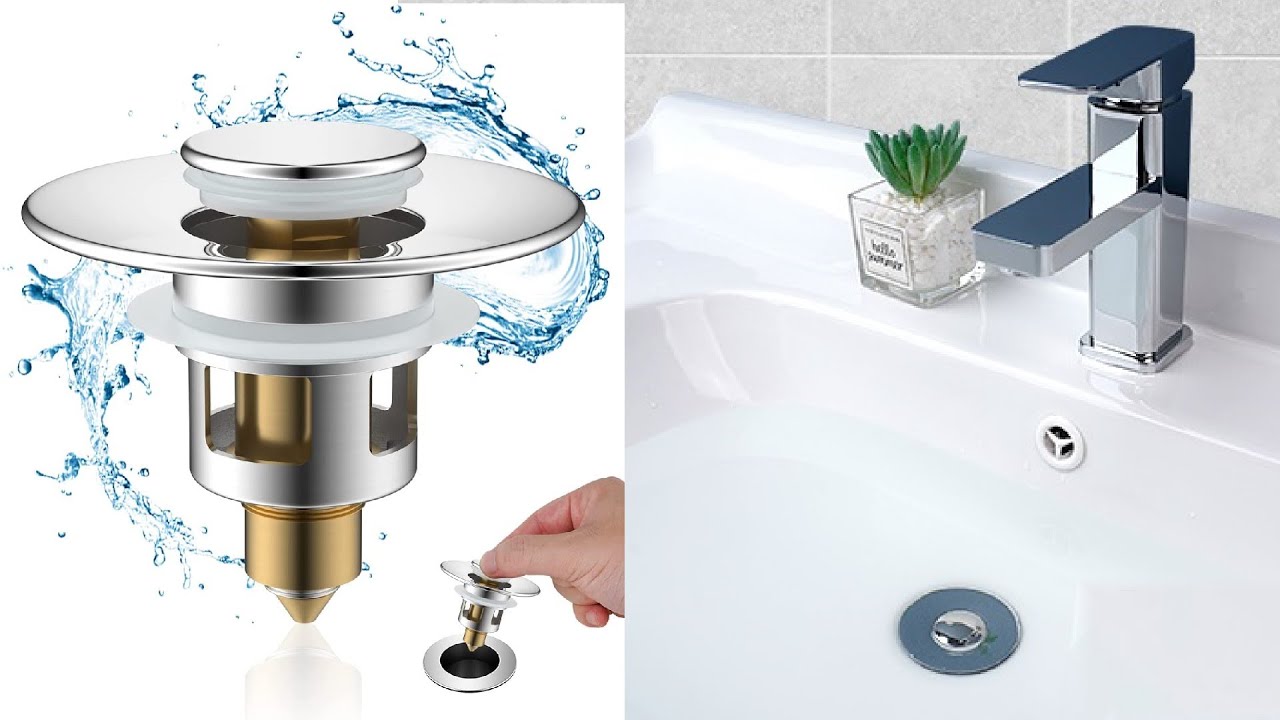 Hibbent All Metal Universal Bathroom Sink Stopper 1''~1.8'' Basin Pop Up Sink Drain Strainer, Chrome