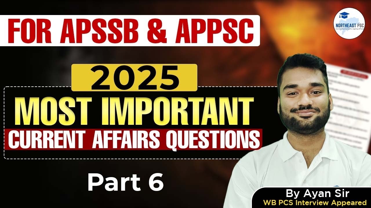 Most Important Current Affairs 2025 I Current Affairs MCQs I Jan 2025 to Dec 2025 | APPSC I APSSB