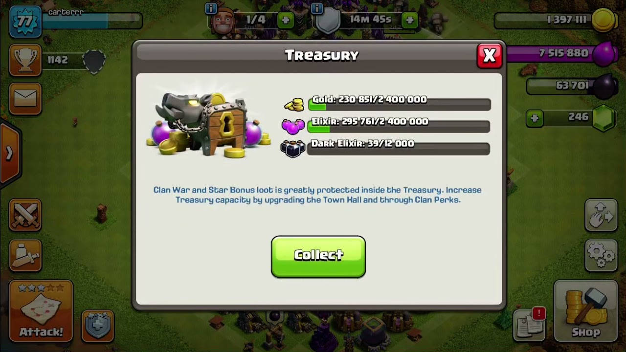 How to collect clan treasury resources in Clash of Clans