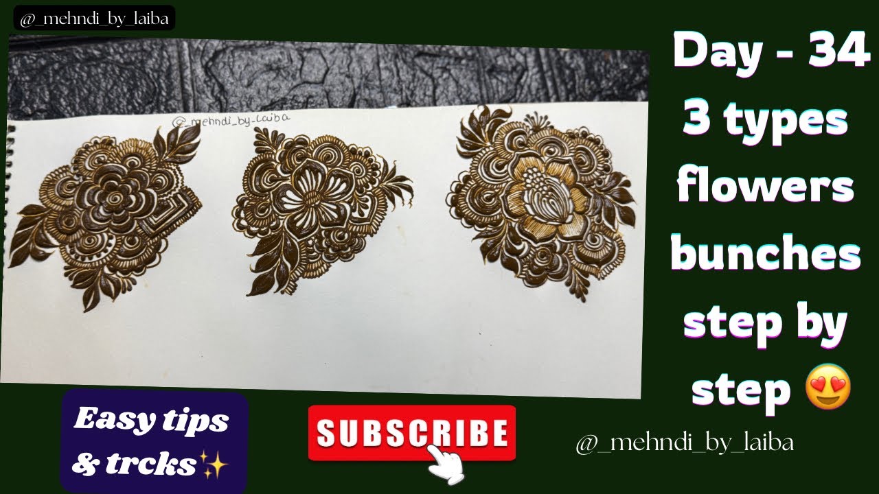 How to make 3 types of flowers bunches 😍very easy & simple step by step #ytshorts #flowers #mehndi  