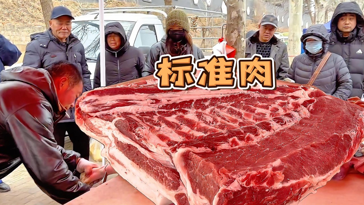 鄉村肥豬肉太受歡迎，過年華哥生意太好了，500多公斤大肥豬喀喀幾刀就賣完【玖叔v​​log】#pork #猪肉 #玖叔vlog#华哥猪肉#玖叔猪肉#豬肉