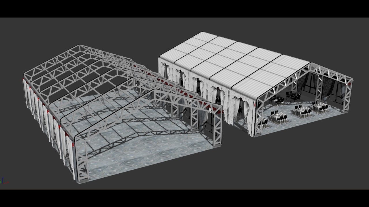 AUTODESK 3DS MAX STEEL CONSTRUCTION ROOF  TENT STRUCTURE