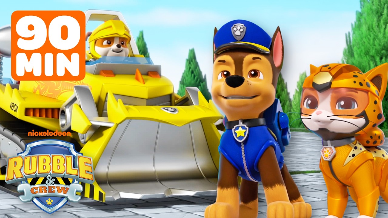 PAW Patrol's All Paws on Deck! w/ Rubble, Chase, & Wildcat! | 90 Minutes | Rubble & Crew