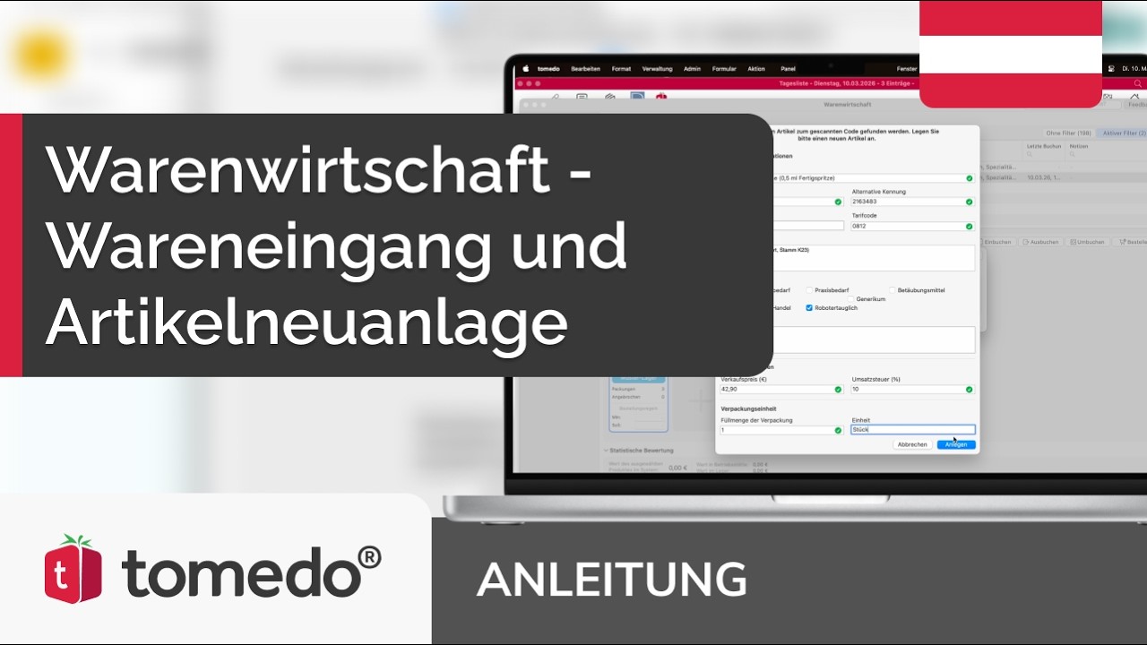 tomedo® Warenwirtschaft (Teil 2): Wareneingang & Artikelneuanlage