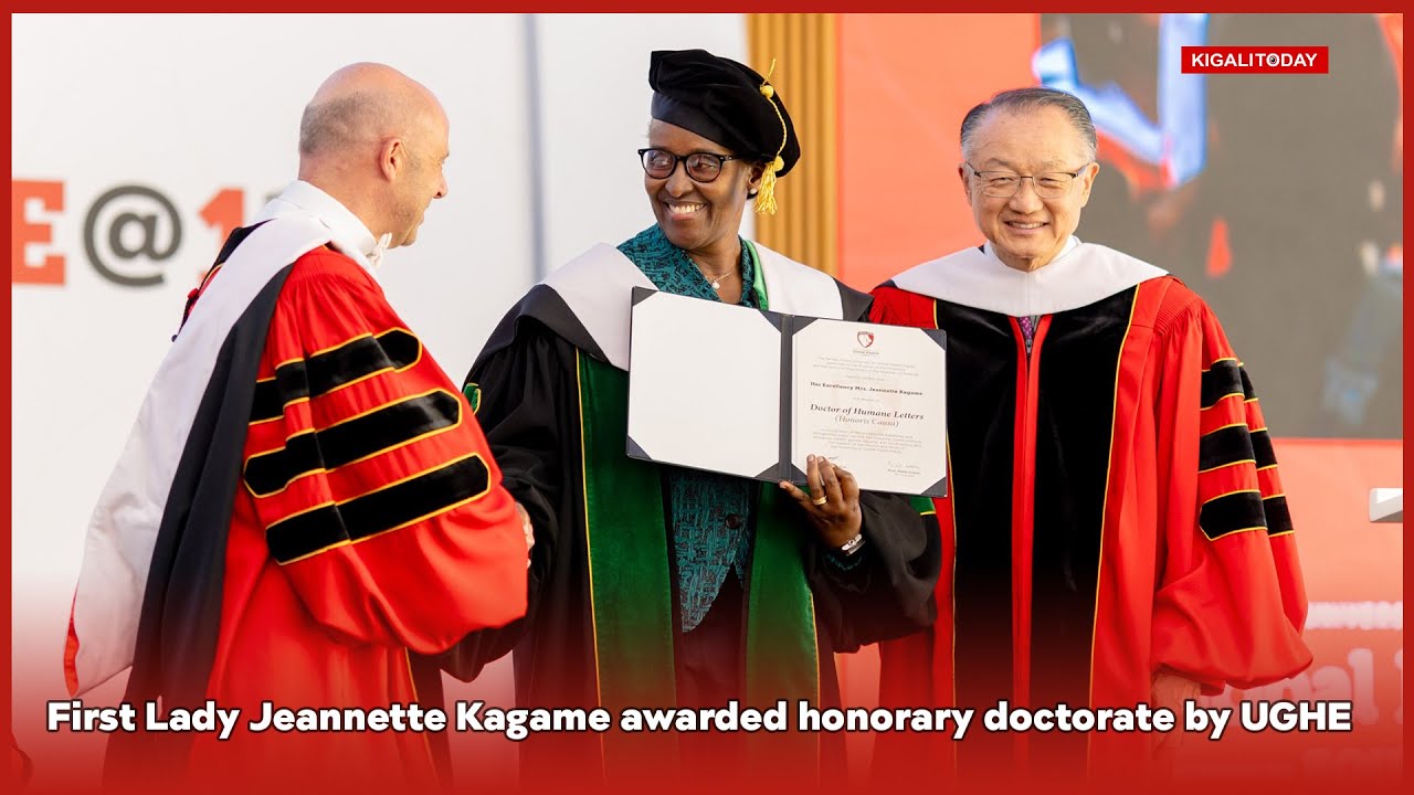 First Lady Jeannette Kagame awarded honorary doctorate by UGHE