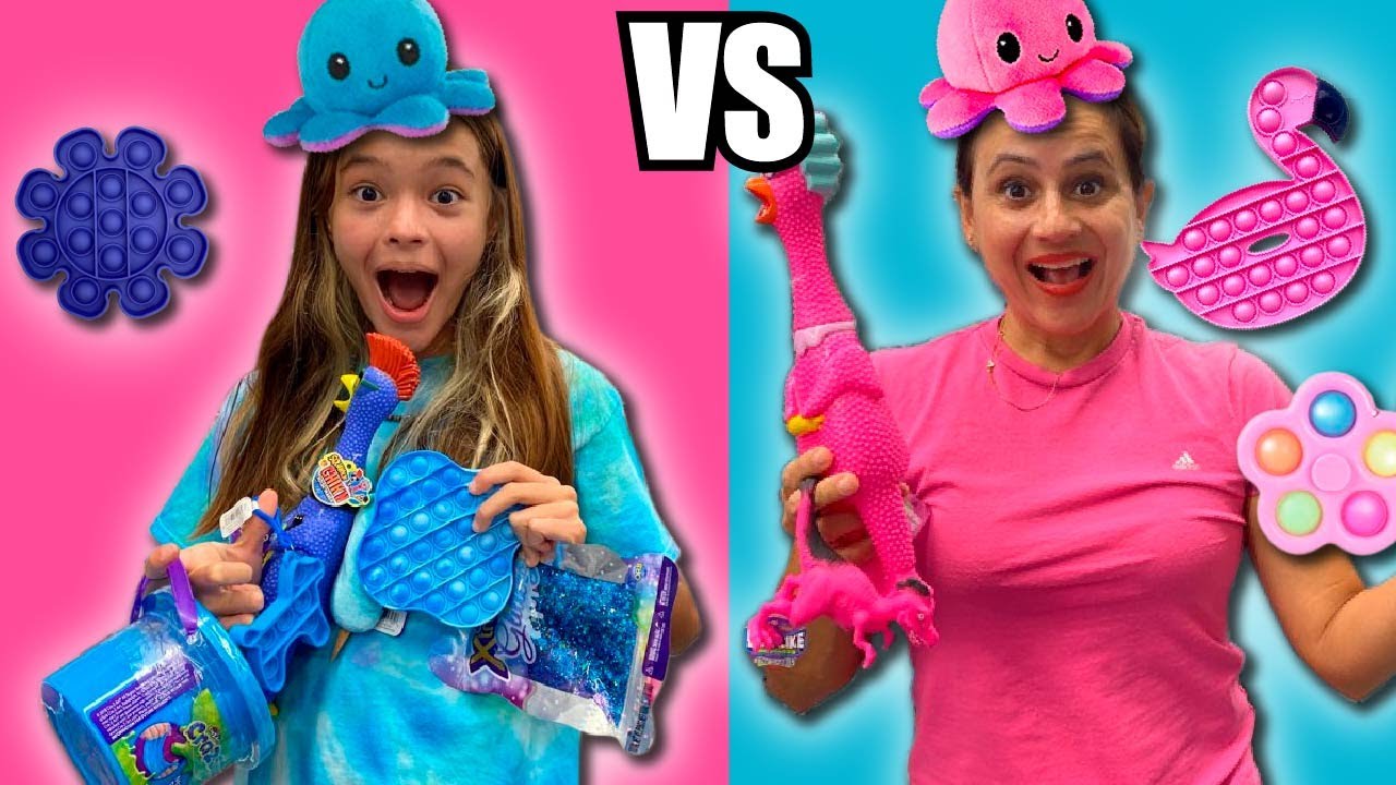 COMPRANDO SÓ FIDGET TOYS AZUL E ROSA POR UM DIA INTEIRO!! | MUNDO DA VIVI💙💖