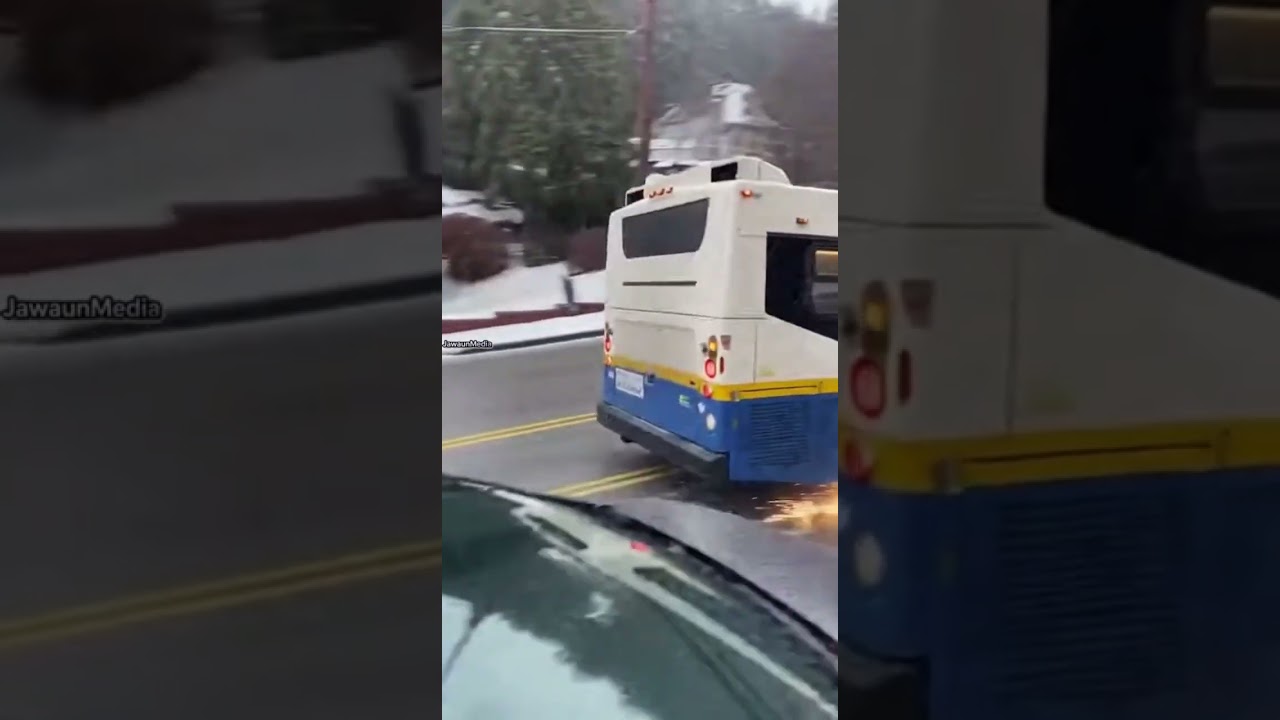 Bus Slides Uncontrollably Down Icy Hill 🚌
