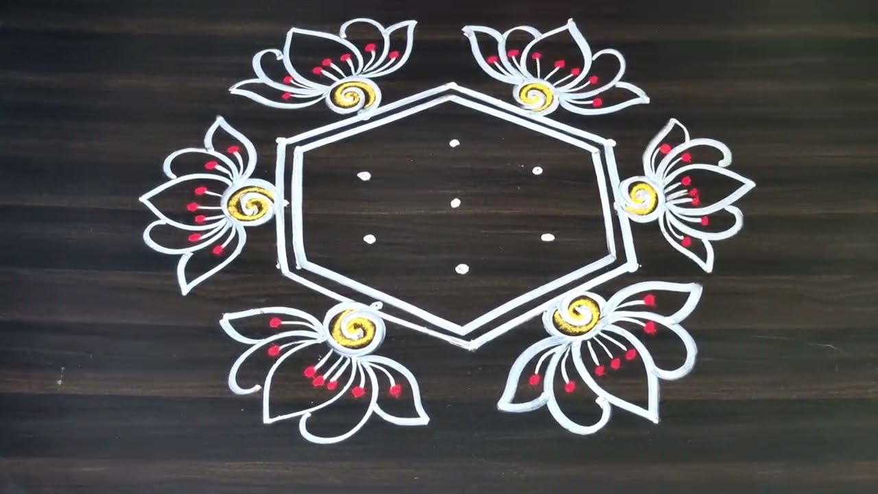 Daily rangoli || lotus rangoli design ||