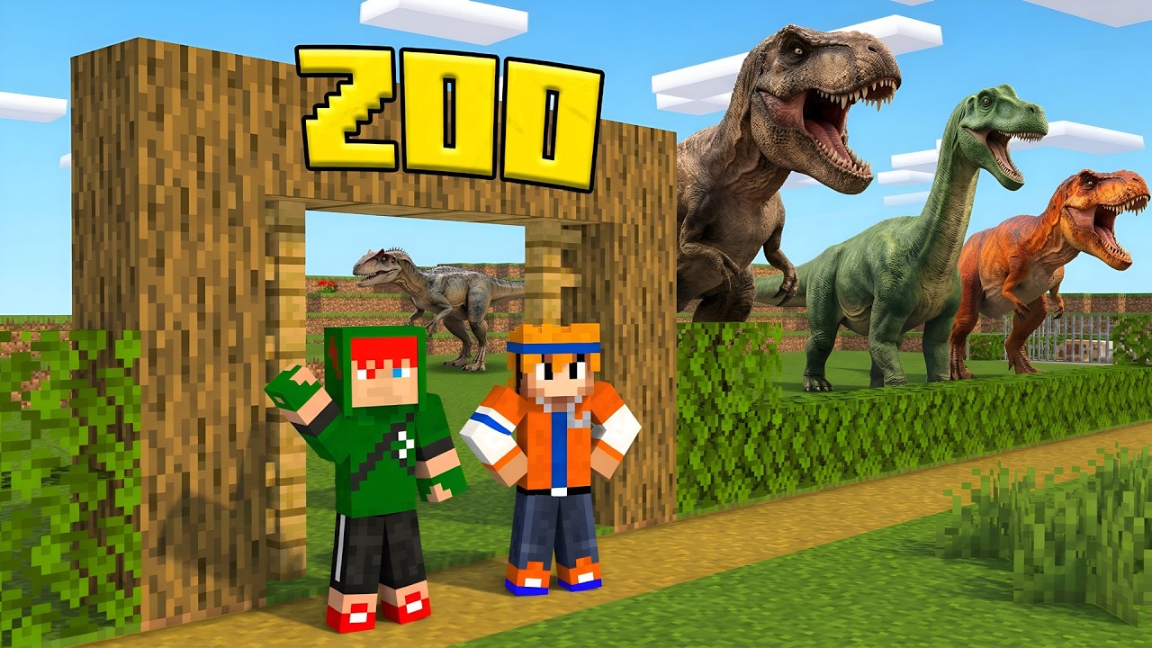 CAPTURING DINOSAURS TO BUILD A ZOO IN MINECRAFT!! 🦖