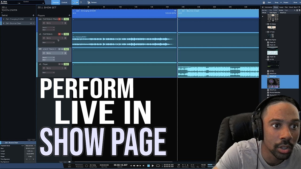 How To Set Up Show Page To Perform Live in Studio One | Autotune + Effects in Real-Time For Rappers