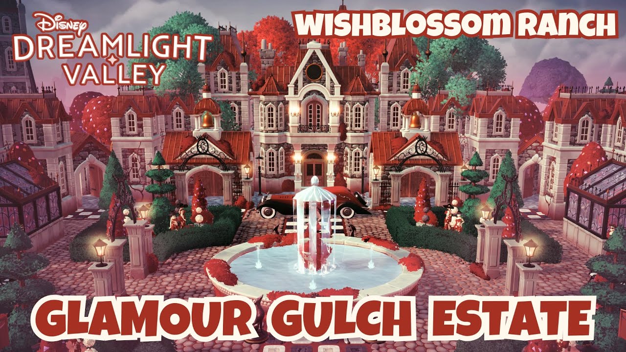 CRUELLA DE VIL ESTATE BUILD IN THE GLAMOUR GULCH | Disney Dreamlight Valley | Wishblossom Ranch DLC