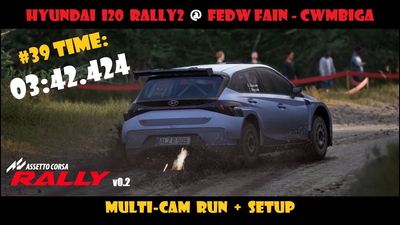 AC Rally | Hyundai i20 Rally2 @ Fedw Fain - Cwmbiga | #37 time | 03:42.424 | multi-cam run + setup