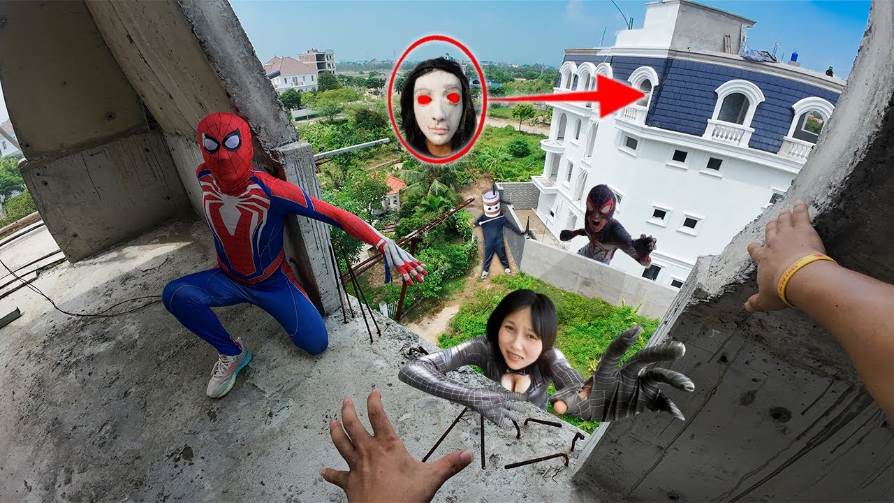 Паркур Человека-паука против улыбающейся женщины: побег из реальной жизни 55.0 (короткометражный ...