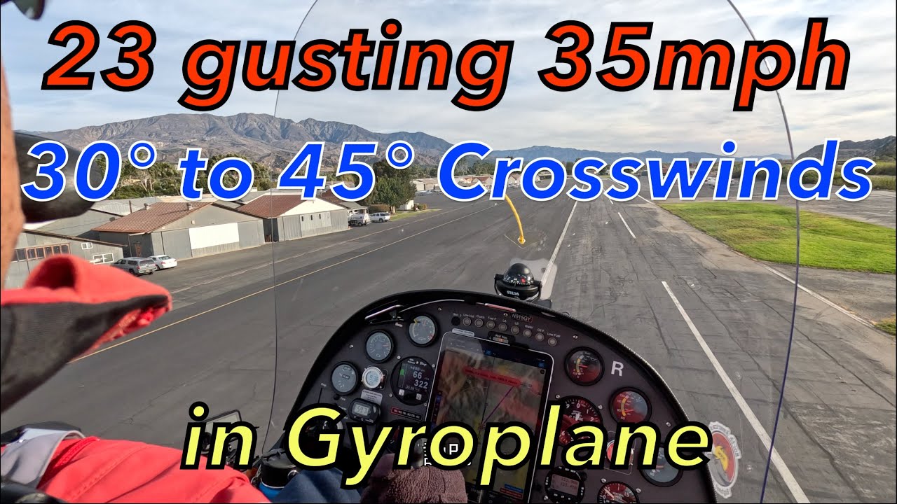 Gyro takes off / lands in Strong Gusty Crosswinds